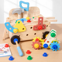 Wooden Tool Bench Toy for Kids, Disassemble and Assemble Nuts and Bolts, Educational