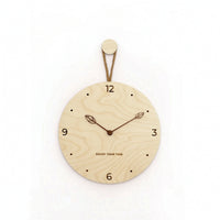 Wooden Wall Clock Minimalist Clock with Rope Round for Living Room, Entryway