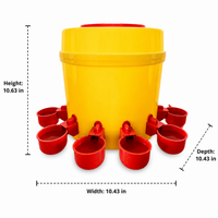 Automatic Chicken Water Dispenser, Poultry Waterer for Duck Goose Quail, Floor Standing Chook Drinker, Yellow Red Synthetic Material