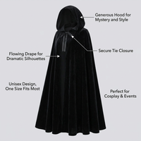 Hooded Cape Witch Cosplay, Game Theme Hooded Performance Cloak, Fancy Dress Cost #variant:Shoulder to Hem 130cm (Satin)