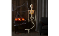 Light-up Halloween Mermaid Skeleton Articulated Skeleton with Mermaid Tail Posable Prop Movable for Haunted House, Porch
