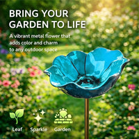 新品Handmade Metal Flower Garden Stake手工金属花卉花园喂鸟器