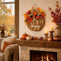 Burlap Pumpkin Wreath with Lights