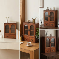 Wooden Desktop Display Cabinet Space-Saving Tabletop Display Cabinet Vintage-Style Organizer Antique-Inspired for Homeowners, Collectors