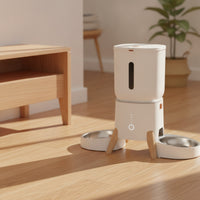 Automatic Cat Feeder with Dual Stainless Steel Bowls Smart Automatic Cat Feeder with App Control Easy to Clean for Cats and Dogs, Busy Owners, Home
