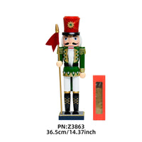 25 New 38CM Flat-Top Flag Soldier Nutcracker Solid Wood Decorative Puppet Gift Craft Christmas Ornament