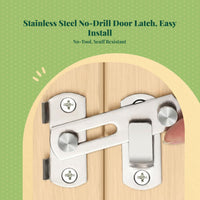 No-Drill Stainless Steel Hasp Latch, Security Door Lock, Easy Installation, Privacy Protection, kid protection, Push/Sliding Door Lock