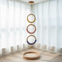 3 Pieces Bird Enclosure Swing Loop Natural Wood Hanging Bird Loop Anxiety Relief