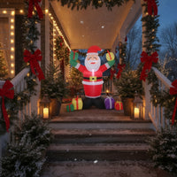 Lightweight Inflatable Santa Santa with Gift Boxes Quick Inflation Santa Inflatable with Stakes and Ropes Outdoor Christmas Decorations Indoor for Porch, Party