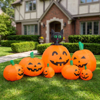 Inflatable Pumpkin with Black Cat Outdoor Inflatable Pumpkin Inflate for Lawn, Garden