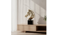 Horse Head Sculpture Weathered Horse Head Statue Black Sculpture with Pedestal for Art Collectors, Living Room, Entryway, Display Shelf