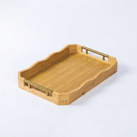 Bamboo Serving Tray with Metal Handle
