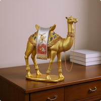 Gold Camel Figurine Painted Accents Ornate Camel Statue Middle Eastern-Inspired