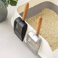 Metal Cat Litter Scoop with Wooden Handle Rust-Proof Cat Litter Scoop Heavy Duty Long-Lasting