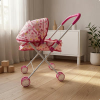 Foldable Doll Pushchair Lightweight Pretend Play Pushchair Metal Frame