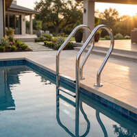 Drill-No-Drill Stainless Steel Pool Ladder Polished 4-Step Pool Ladder Easy to Install Long-Lasting for Homeowners