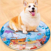 Inflatable Pet Cooling Mat Ocean-Themed Water-Filled Sensory Bed Thickened