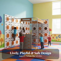 Kids Indoor Climbing Wall Develops Coordination & Balance children's Physical Training Facility Smooth Rounded Edges Wall Mounted Play Structure