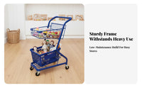 Multi-Purpose Two Tier Shopping Cart 360° Swivel Wheels Double Decker Shopping Trolley Sturdy Construction Small Grocery Cart Heavy-Duty for Shop Owners, Apartment Dwellers, Homeowners, Supermarket, Snack Shop, Book Shop, Home Transport