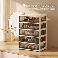 5 Drawer Desktop Organizer with Lid, Desk Storage for Office Supplies, Small Drawers Unit for Stationery Makeup Tools