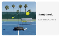 Easy to Install Solo Tennis Rebound Coach Stable Weighted Base Tether Tennis Set Tangle-Unrestricted for Beginners, Adults, Lawn, Playground