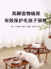 Square Pet Dining Table with Raised Bowls for Dogs and Cats