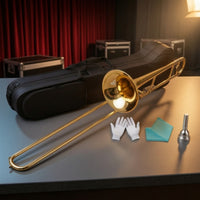 Bb Tenor Slide Trombone Beginner B Flat Trombone Entry-Level Brass Instrument for Beginners, Students, Student Orchestra, Rehearsal Home Rehearsal