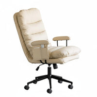 Upholstered Swivel Armchair Stable Base Desk Chair Fluid Rolling Casters