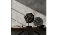 Sun Disk Sculpture Abstract Resin Sculpture with Base Retro Decor for Bookshelf