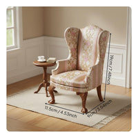 1:6 Scale  Armchair Handmade Miniature Floral Textile Elegant Doll Accessory for Collectors, Hobbyists