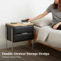 Upholstered 2-Drawer Cabinet Modern Design Nightstand Compact Size for Families