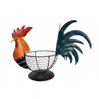 Cockerel Wire Basket Painted Cockerel Ornamental Egg Basket Vintage Design