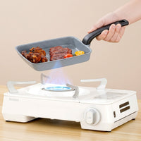 Induction Hob Egg Pan and Poached Egg Pan for Breakfast, Non-Stick Frying Pan and Steak Pan with Wood Grain Handle, Single Bottom, No Lid