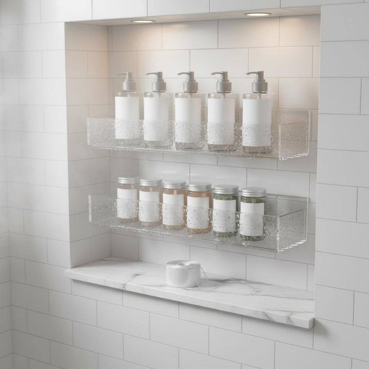 2 Pieces Acrylic Floating Shelf Complimentary Installation Wall Mounted
