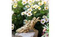 Sleeping Fairy Sisters Statue Whimsical Design Bronze Finish Fairy Ornament