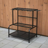Metal Garden Tool Rack Rust Resistant Garden Storage Rack Heavy Duty Multi-Tier Tool Holder for Patio, Shed