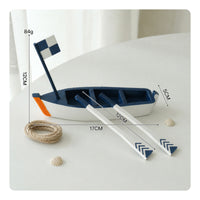 Wooden Boat Ornament Painted Finish Decorative Home Decor