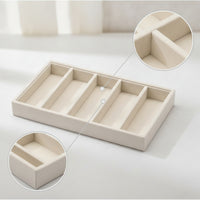 Glasses Storage Tray with 5 Compartments Velvet-Covered Sunglasses Organizer Tray Divided Sunglasses Display Organizer for Collectors, Drawer, Vanity