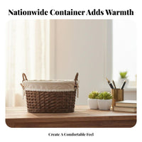 Round Woven all-purpose organizer Handmade Storage Basket Rustic Design for Desktop, Bedroom