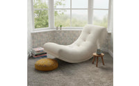Cream Aesthetic Moon Rocking Chair Skin-Friendly Textile Crescent Shaped Lounger Ergonomic Design Modern Lazy Sofa Chair Wear Resistant for Living Room, Bedroom, Bay Window, Balcony
