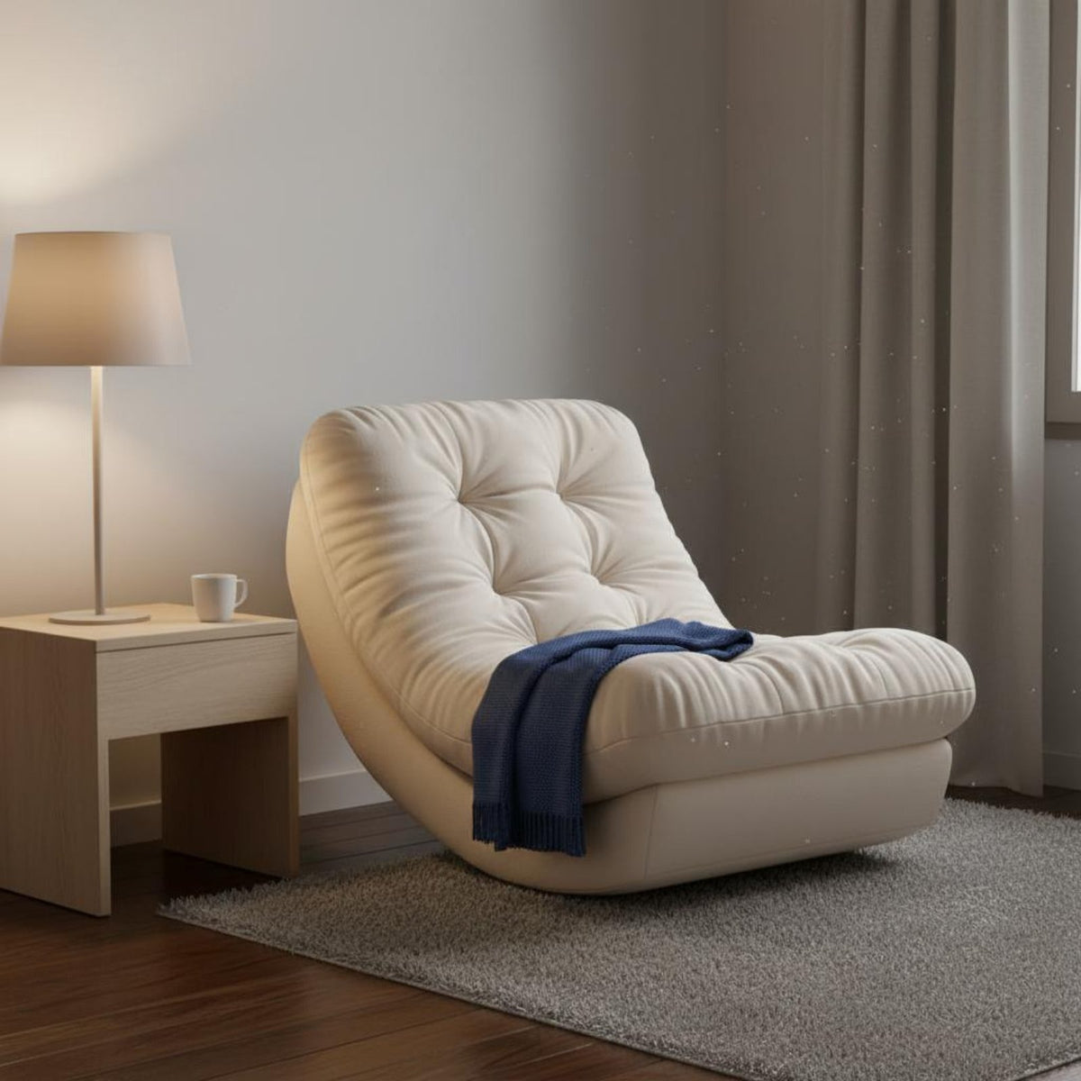 Reclining Function Single Recliner Sofa Sturdy Frame Single Recliner Rocker Ergonomic Design Upholstered Rocking Lounger Anti-Slip Base for Balcony, Bedroom