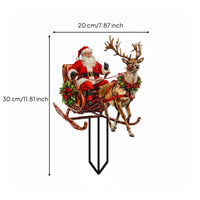 Santa and Reindeer Yard Stake Waterproof Santa Sleigh Stake Outdoor for Garden