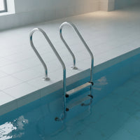 2-Step Pool Ladder Stainless Steel Swimming Pool Ladder with Handrails Polished