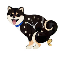 Shiba Inu Wall Clock Playful Dog Wall Clock Decorative for Living Room, Entryway