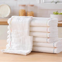 Oil-Resistant Dishcloth and Multilayer Cotton Gauze Dish Cloths, 25cm Kitchen Cloths for Cookware, Absorbent Non-shedding Cloth for Dishwashing