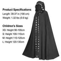 Hooded Cape Witch Cosplay Accessories, Halloween Cosplay Performance Cloak, Moon #variant:Kids 110-120cm