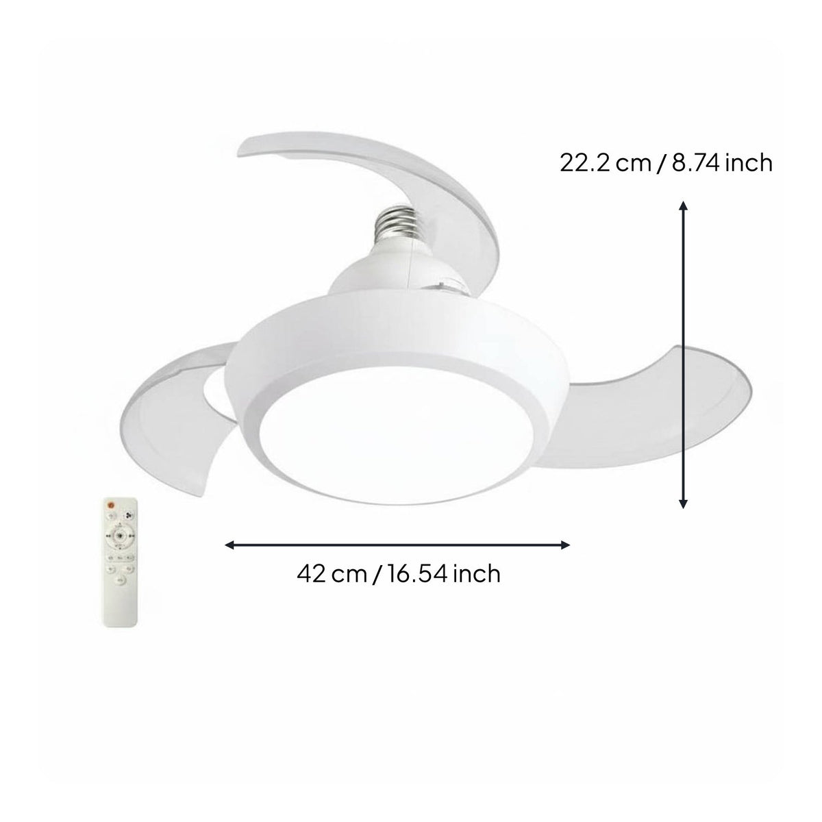 E27 Socket Fan Light 3 Color Dimming LED Fan Light No Flicker for Living Room
