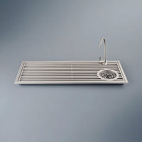 Tea Making Coffee Pour Over Drain Rack Over the Sink with Faucet Opening Stainless Steel Beverage Tray with Cup Rinsing Device for Baristas, Cafes, Home Beverage Stations