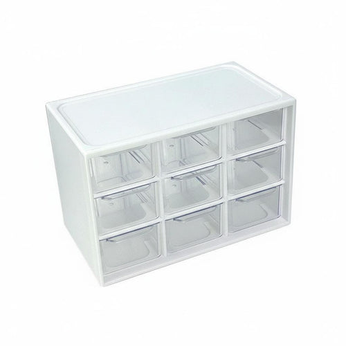 Large Capacity Transparent Bead Organizer Space-Saving 9-Drawer Storage Box Multipurpose for Crafters, Makeup Users, Desktop, Desk, Bedroom