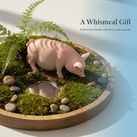 Miniature Pig Figurine for Desktop, Living Room, Garden, and Bonsai Decor